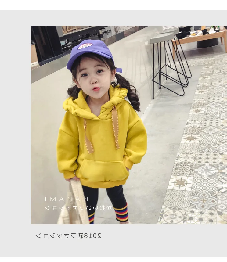 2019 nove jesensko zimske postavka dekle moda hooded majica dolg rokav topla top tri barve