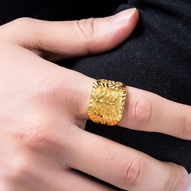 2019 Nove Modne Moške 24K Gold Ring Vrh pravi 24K Gold Več stil Dnevne Moški Nakit Stranka Darilo Velikost poročni nakit prstani