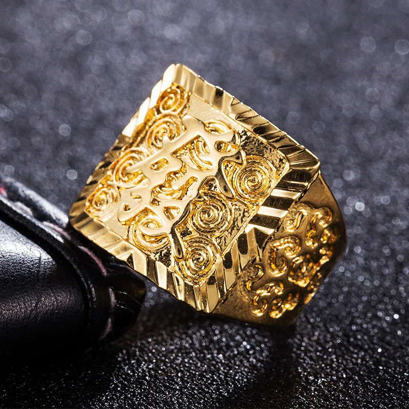 2019 Nove Modne Moške 24K Gold Ring Vrh pravi 24K Gold Več stil Dnevne Moški Nakit Stranka Darilo Velikost poročni nakit prstani