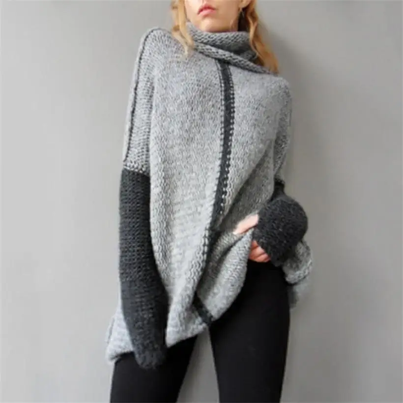 2019 nove vroče prodajo žensk pomlad jesen turtleneck ohlapno pletene puloverje ženske dolgo slog puloverju pulover