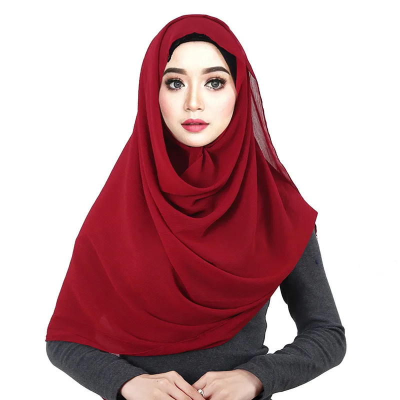 2019 NOVE ženske šifon barva muslimanskih glavo, rute in šali in obloge pashmina ruta ženski foulard crinkle hidžab trgovinah