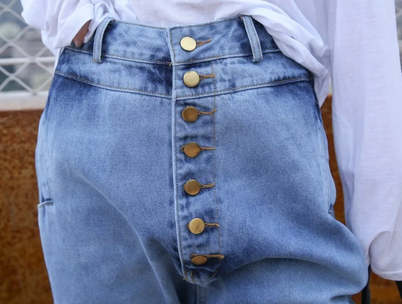 2019 Novi Korejski Slog Redkev, Visoka Vitka Jeans Ženska Svoboden Priložnostne Enotni-Zapenjanje Stretch Traper Hlače