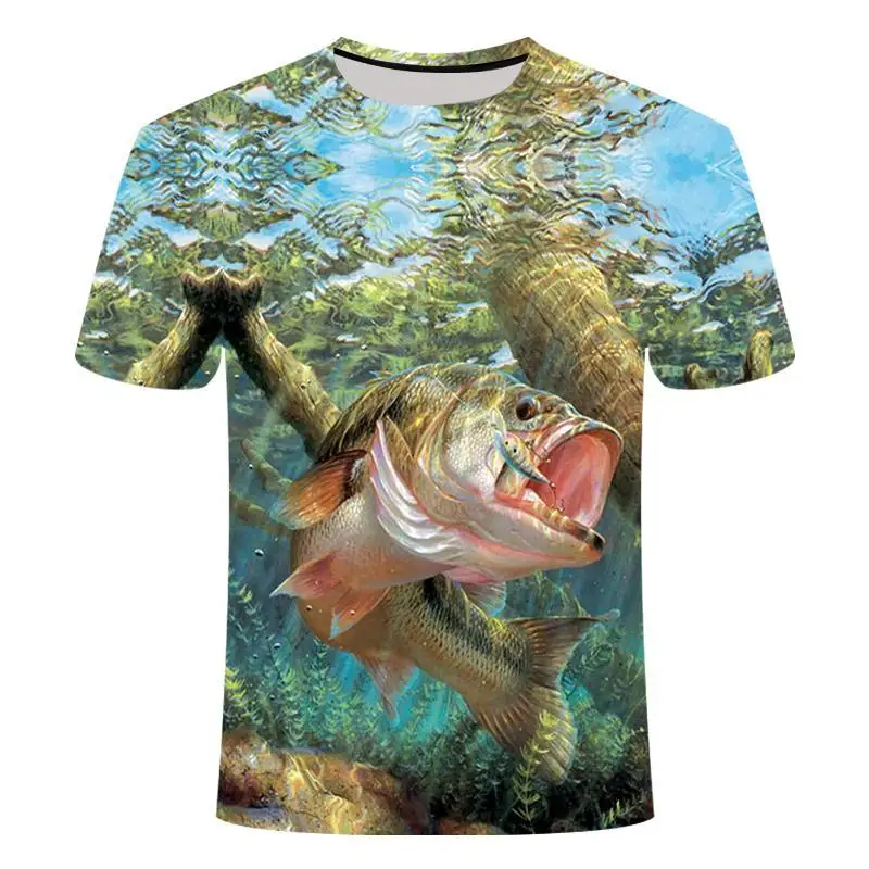 2019 novih ribolovnih t shirt slog priložnostne Digitalne ribe 3D Print majica s kratkimi rokavi Moški Ženske tshirt Poletje Kratek Rokav O-vrat Vrhovi&Tees s-6xl