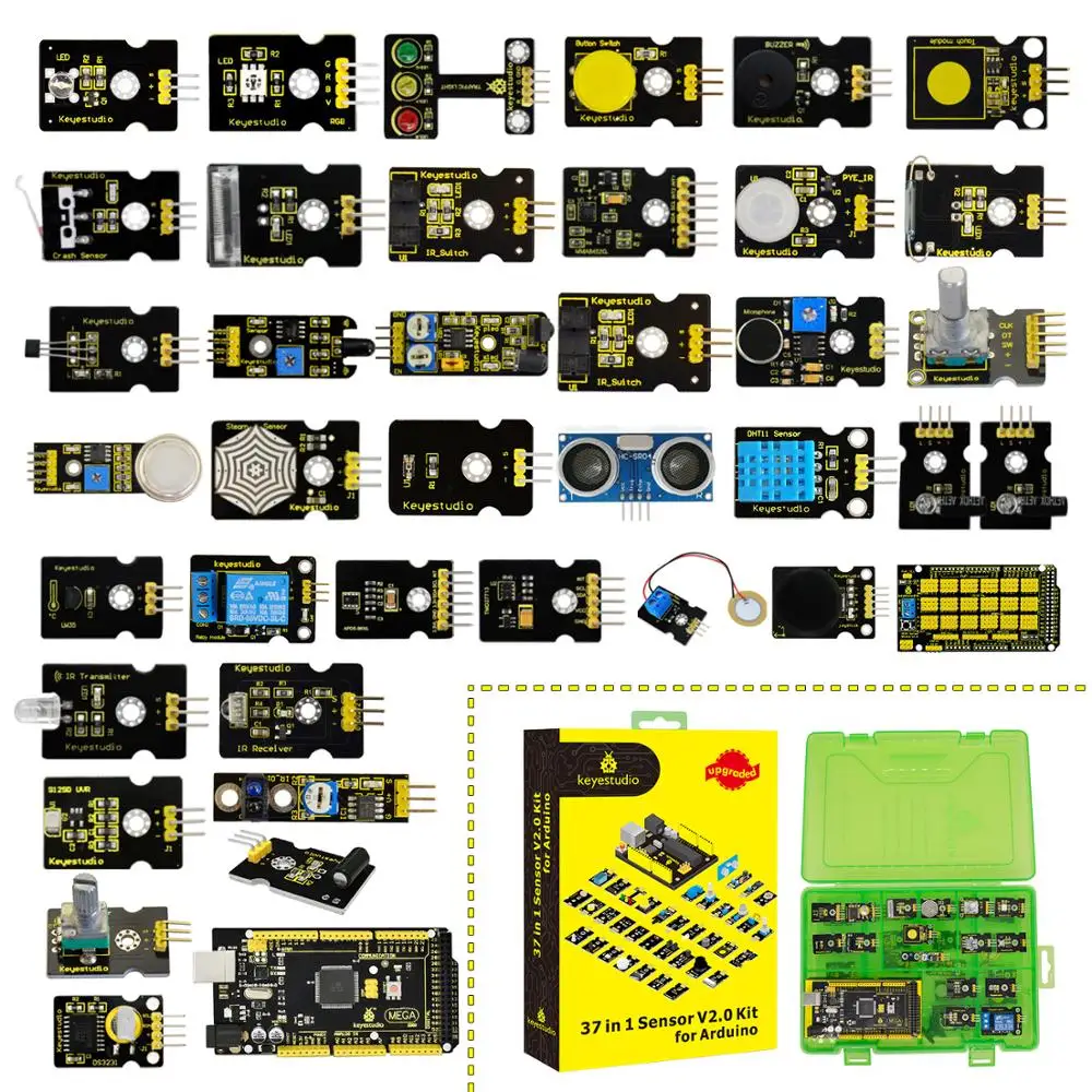 2019 NOVO!Keyestudio Nov Senzor Starter Kit V2.0 37 1 Polje Z (Mega 2560 Odbor) za Arduino Kit