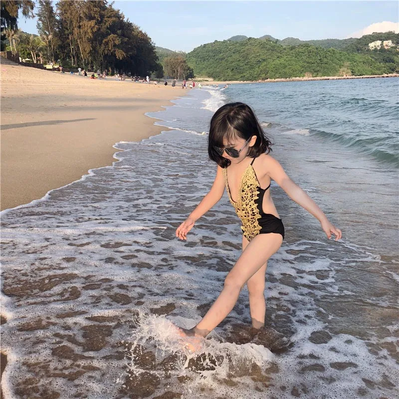 2019 Novo Luštna Dekleta, Otroci Kopalke, korejski Slog Mozaik Seksi Sladko Bikini 1 Kos Kopanje Športi, Deskanje na Plaži S98303K