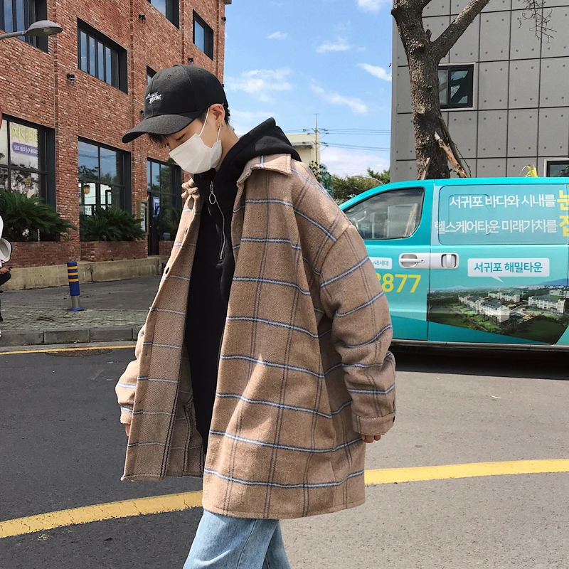 2019 novo vrhunsko korejskem slogu plašč plašč svoboden divje plima blagovne znamke casual velikost moška jakna bež / vijolična M-2XL