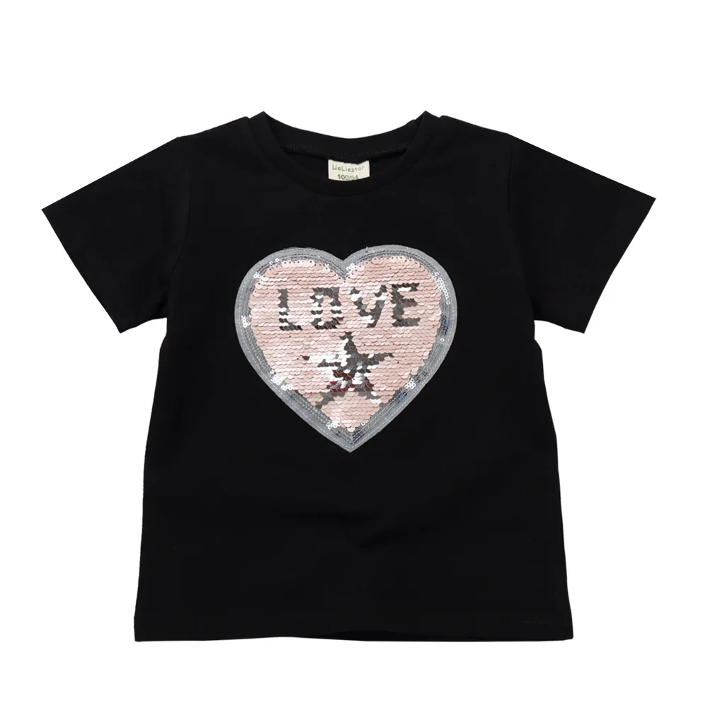2019 otroška T-shirt Kratek oplaščeni T-majice Za Dekleta Poletje Priložnostne Otroci Vrhovi Risanka Tiskanje Baby Bleščica Majica Oblačila
