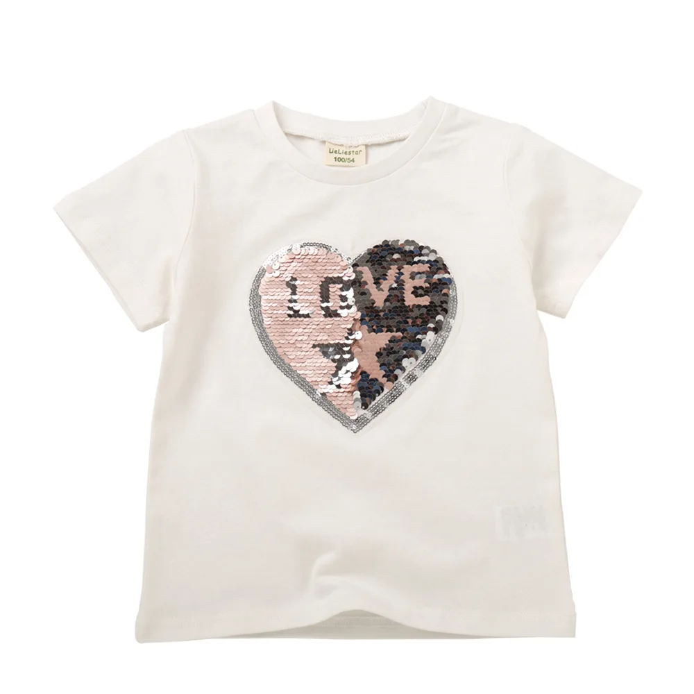 2019 otroška T-shirt Kratek oplaščeni T-majice Za Dekleta Poletje Priložnostne Otroci Vrhovi Risanka Tiskanje Baby Bleščica Majica Oblačila