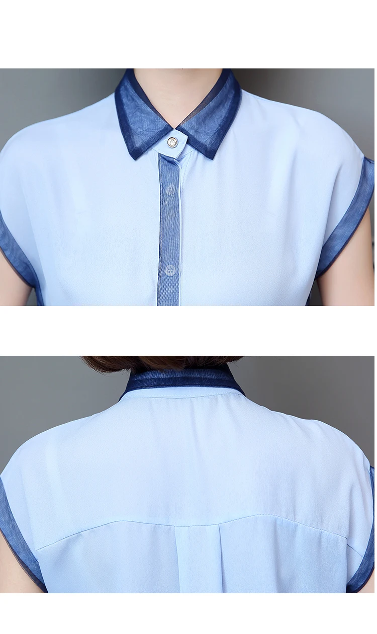 2019 plus velikost šifon bluzo moda za ženske kratkimi rokavi top in bluzo kratkimi rokavi ženske majice poletje bluzo ženske vrh 2563 50