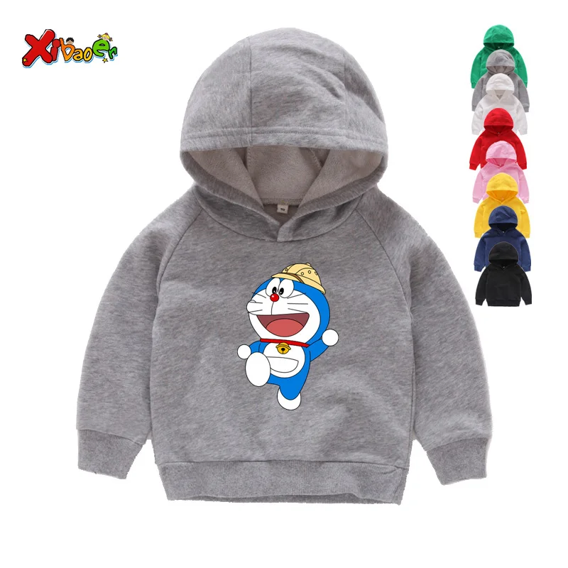2019 Pozimi Novo Otrok Fashion Majica 5T Tiskanja Anime Doraemon Hoodies Fant Dekle z Dolgimi Rokavi Otroci Baby Puloverju 6T