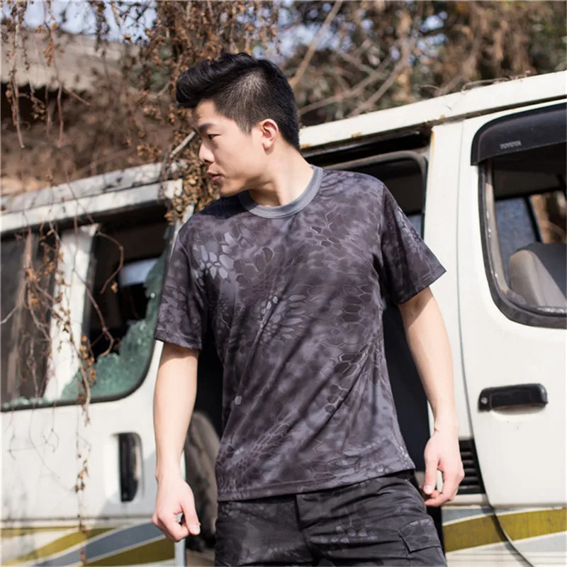 2019 Prikrivanje T-Shirt Quick Dry Dihanje Nogavice Vojske Taktično T-shirt Mens Stiskanje T Shirt Fitnes Poletje Bodybulding