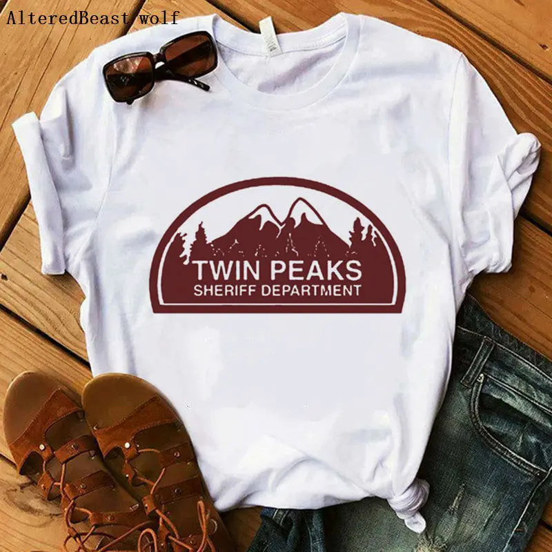 2019 Slog Twin Peaks Ženske modi tiskanja smešno Grafični Priložnostne svoboden t majica Kratek Rokav Poletje Vrhovi Tees Harajuku ženska majica s kratkimi rokavi