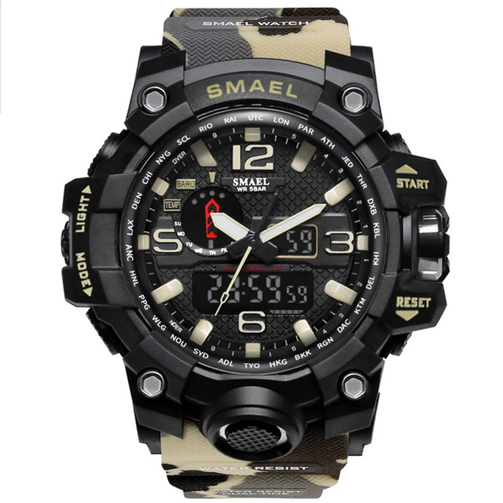 2019 SMAEL Maskirno Vojaško Digital-gledam Moške G Modni Stil Športne Šok Army Watch LED Elektronski Zapestne Ure za Moške