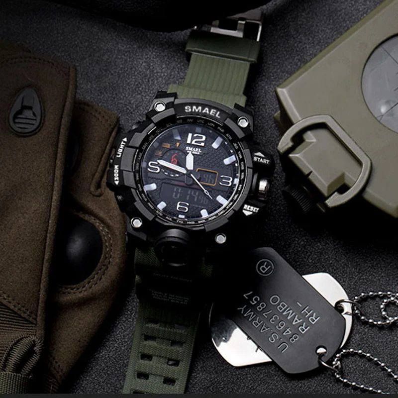 2019 SMAEL Maskirno Vojaško Digital-gledam Moške G Modni Stil Športne Šok Army Watch LED Elektronski Zapestne Ure za Moške