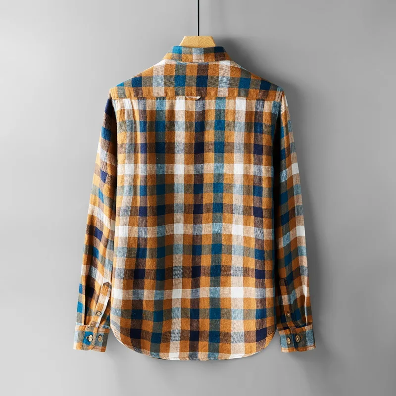 2019 Spomladi in jeseni kariran perilo majica moški dolgo sleeved retro kariran srajce za moške priložnostne ohlapno majico moški vrhovi srajca camisa