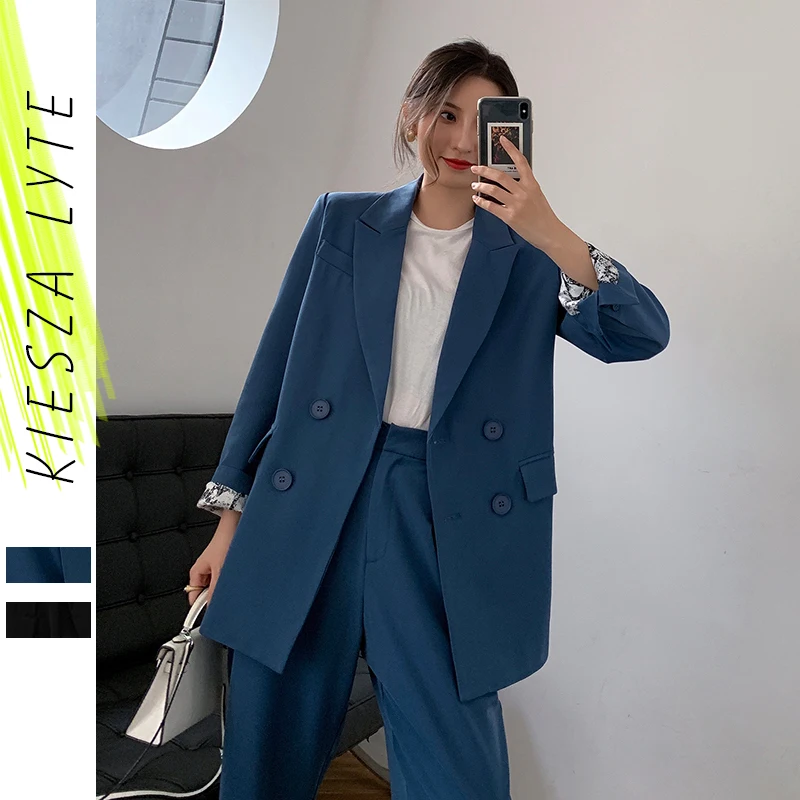 2019 vzletno-pristajalne Steze ženski Blazer Moda Obleko Urad Ženske Enotne Obleke, Hlače 2 Kos Določa Kostum Femme High Street