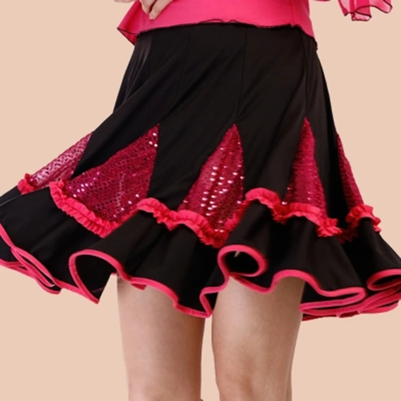 2019 Žensk latinsko Salsa Tango Rumba Dvorana Plesno Obleko, Krilo Zelena Svetlo Roza Rdeč Kvadrat Ples latinski ples obleka ženske