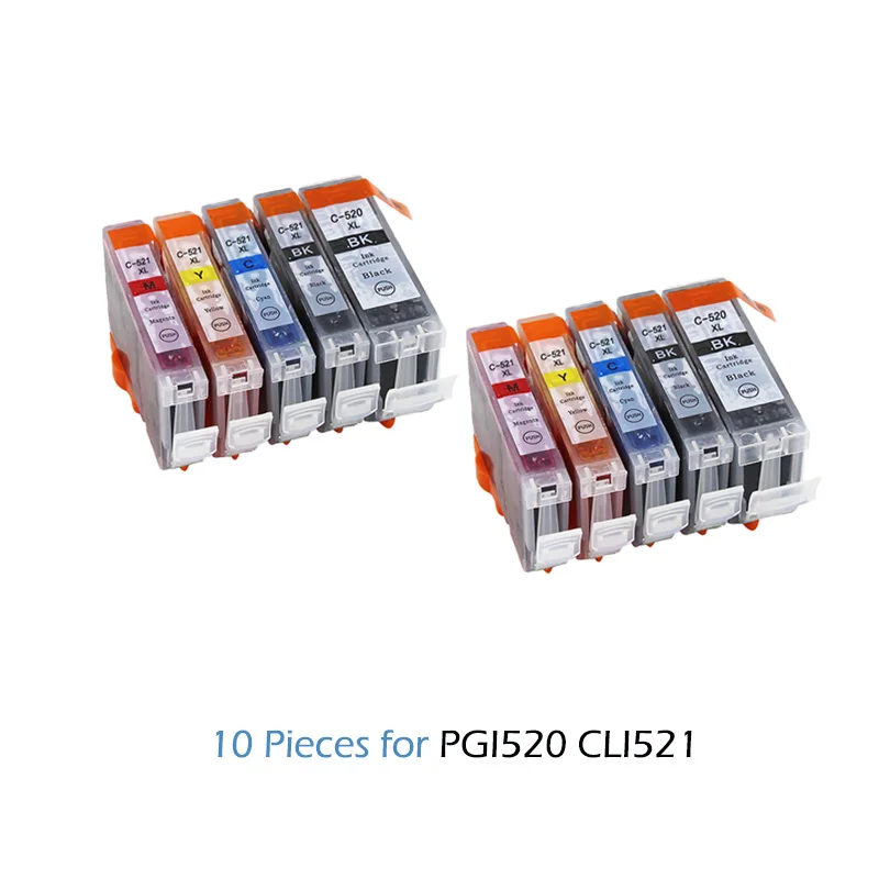 2020 10pcs PGI520 ZGO-520 CLI-521 Združljiva Kartuša za Canon PIXMA IP3600 IP4600 IP4700 MX860 MX870 MP540 PGI520 CLI521