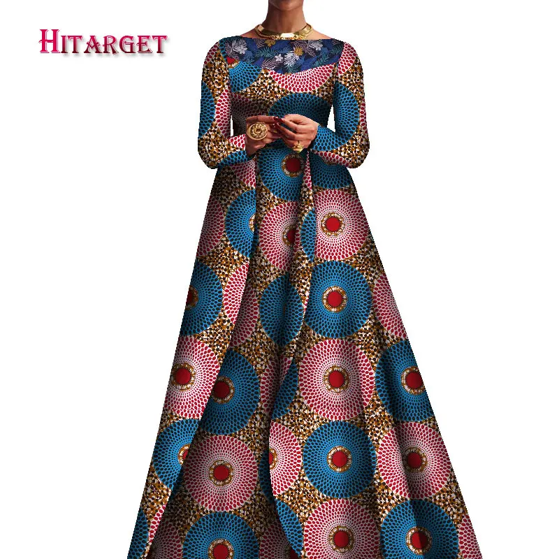 2020 Afriške ženske obleke Stranka obleko tradicionalno obleko Multi-barvni cvetlični obleka princess krilo Dolgimi rokavi, krilo wy8379