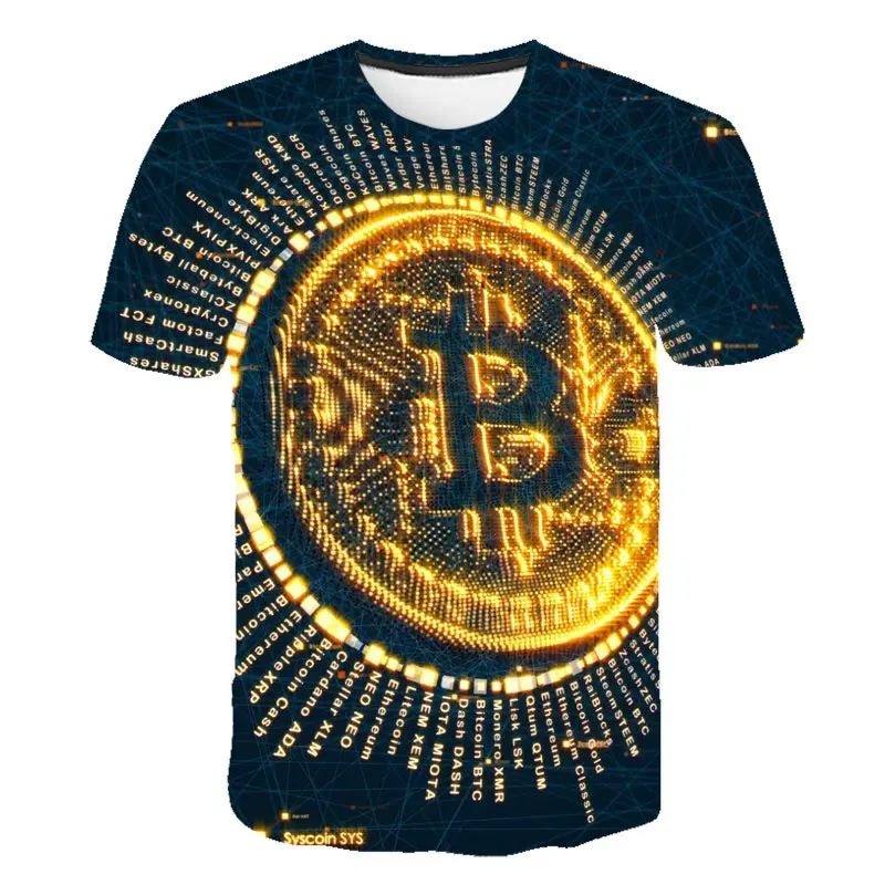 2020 eksplozijo zunanje trgovine moške bitcoin (Bitcoin) 3D natisnjena kratka sleeved poletje moška T-shirt majica