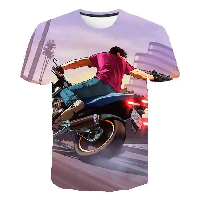 2020 GTA 5 Igra Kakovosti 3D Kratek Rokav T-shirt Fant Dekle Otrok Otrok Oblačila Pisane Ulice Vroče Boj GTA 5 Fantje, Oblačila