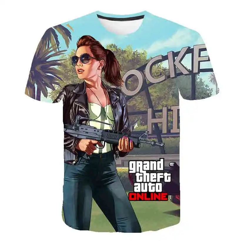 2020 GTA 5 Igra Kakovosti 3D Kratek Rokav T-shirt Fant Dekle Otrok Otrok Oblačila Pisane Ulice Vroče Boj GTA 5 Fantje, Oblačila