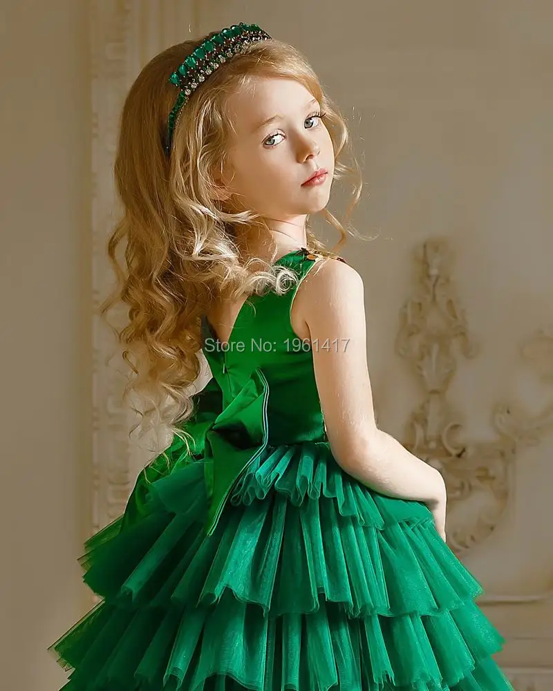 2020 ins Princesa Cvet Dekleta Poročne Obleke za Otroke Sequined Obleko Otroka Rojstni dan brez Rokavov Zlati+Zelena Obleka Otroška