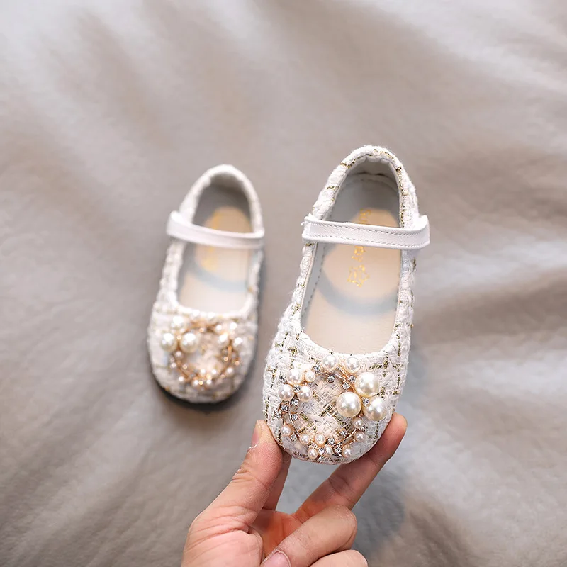 2020 Jeseni novo dekle usnjeni čevlji ravno čevlji, majhna dišava pearl princesa korejska različica nosorogovo baby čevlji modni PU