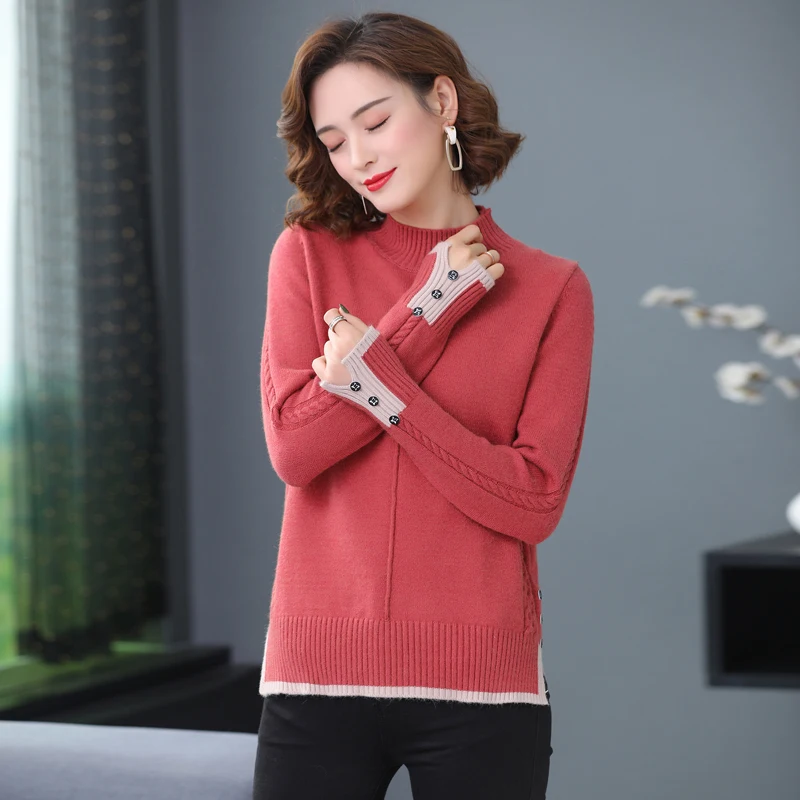 2020 Kašmir pulover ženske, dolgo sleeved zadebelitev puloverju ohlapno Pleteno turtleneck pulover ženske topla volna v pramenih