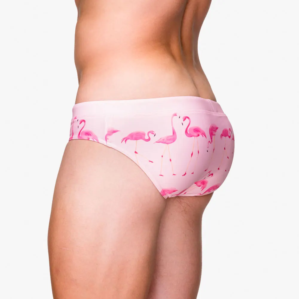 2020 Kopalke, Moške Kopalke Seksi Push Up Pad Mens Plavanje Hlače Za Moške Pink Flamingo Tiskanja Maillot Bain De Gay Men Kopalke