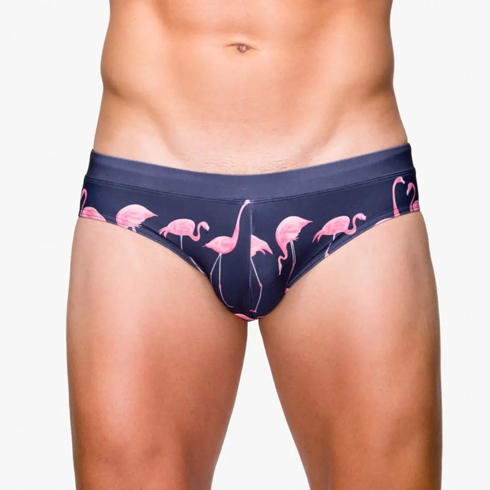 2020 Kopalke, Moške Kopalke Seksi Push Up Pad Mens Plavanje Hlače Za Moške Pink Flamingo Tiskanja Maillot Bain De Gay Men Kopalke