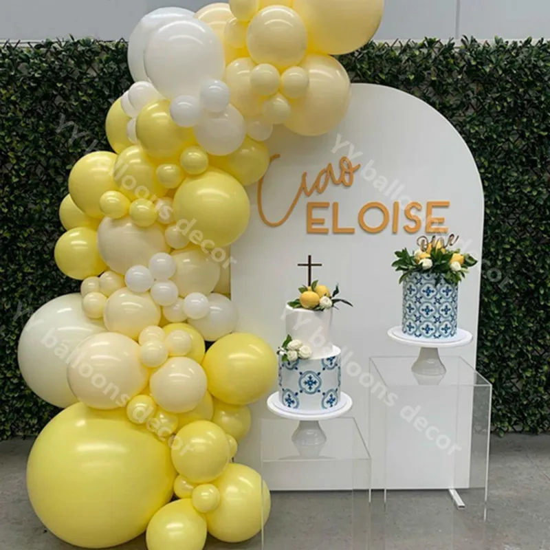 2020 Macaron Rumena Latex DIY Balon Arch Baby Tuš Bela Globalni Baloon Garland Igrača Rojstni dan Dobave Ozadje Dekor