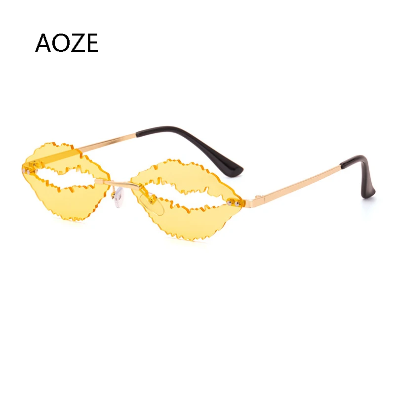 2020 Moda Edinstven Design Rimless Ustnice sončna Očala Ženske Retro Leče za Očala Moških Ovalne Votlih sončna Očala lunette de soleil femme
