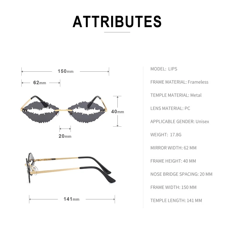 2020 Moda Edinstven Design Rimless Ustnice sončna Očala Ženske Retro Leče za Očala Moških Ovalne Votlih sončna Očala lunette de soleil femme