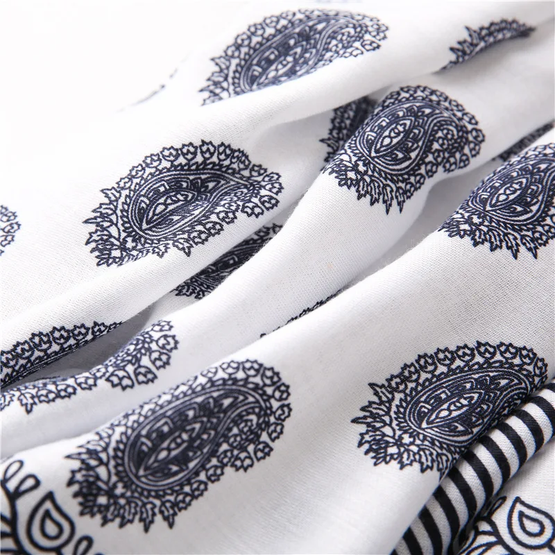 2020 Moda Španija Luksuzne blagovne Znamke White Indijska Cvetlični Viskoze Šal Šal Tiskanja Ovijte Glavo Bufandas Muslimanska oblačila Hidžab Sjaal 180*90 cm