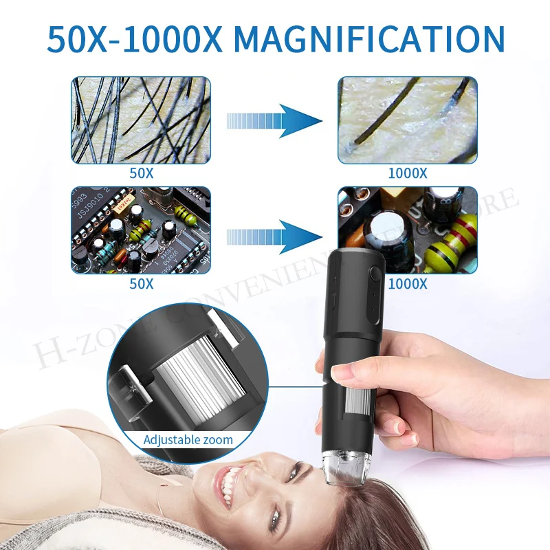 2020 Najnovejši WIFI brezžični prenosni 100-krat zoom Digital 50X -1000x Mikroskopom Lupo Kamera za Android, ios (iPhone, iPad