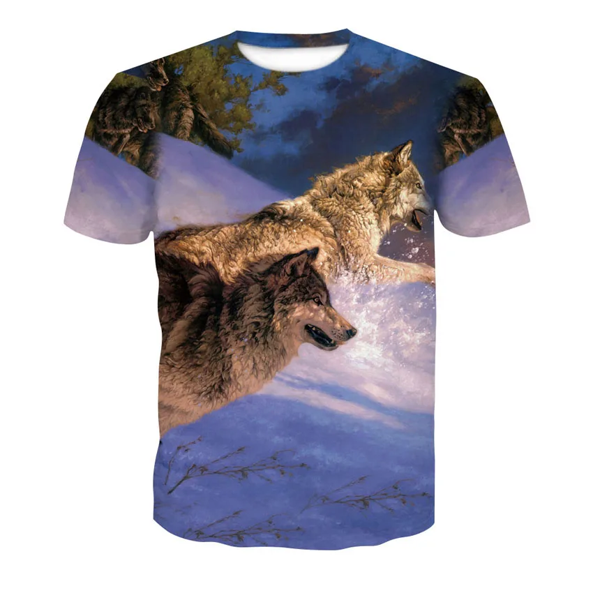 2020 Najnovejši Wolf 3D Tiskanja Živali Kul Smešno T-Shirt Moški Kratek Rokav Poletje Majica s kratkimi rokavi Moški Modni tshirt Moški 4XL
