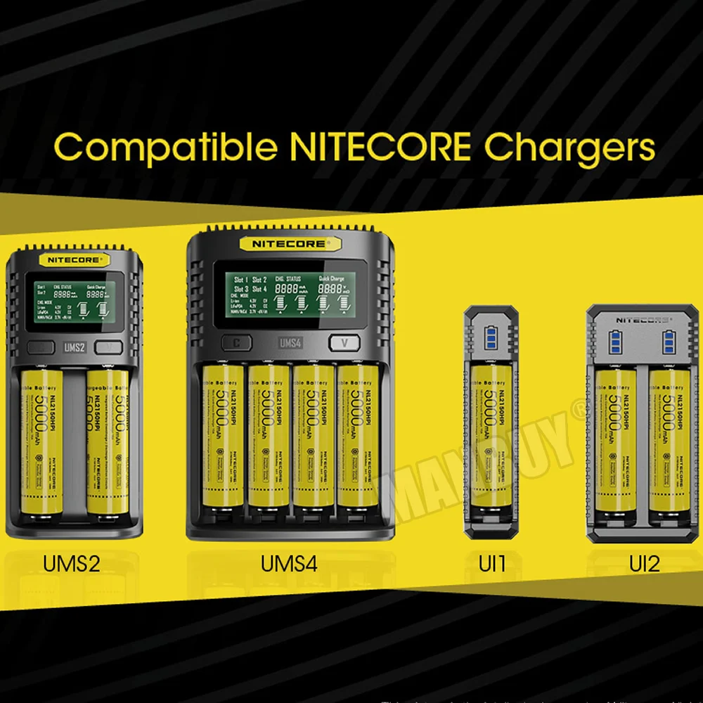 2020 NITECORE NL2150HPi 21700 5000mAh 3,6 V i Serije Zaščitene Litij-ionska baterija Li-ionska Akumulatorska Baterija Gumb Vrh 1PC za Baklo