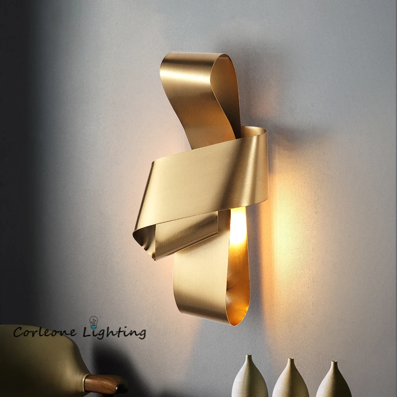 2020 Nordijska Luksuzni Stenske Luči Sodobnih Zlati Trak Stenske Svetilke za Spalnico, dnevno Sobo Rov Lučka Stenski Dekor LED Luči Napeljave
