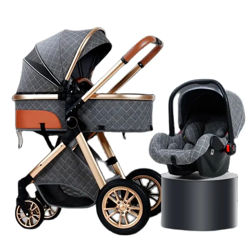2020 Nov Baby Voziček 3 v 1 Visoko Ležeči Voziček Pokončen otroški voziček Zložljiv Voziček Baby Zibelka Puchair Novorojenčka
