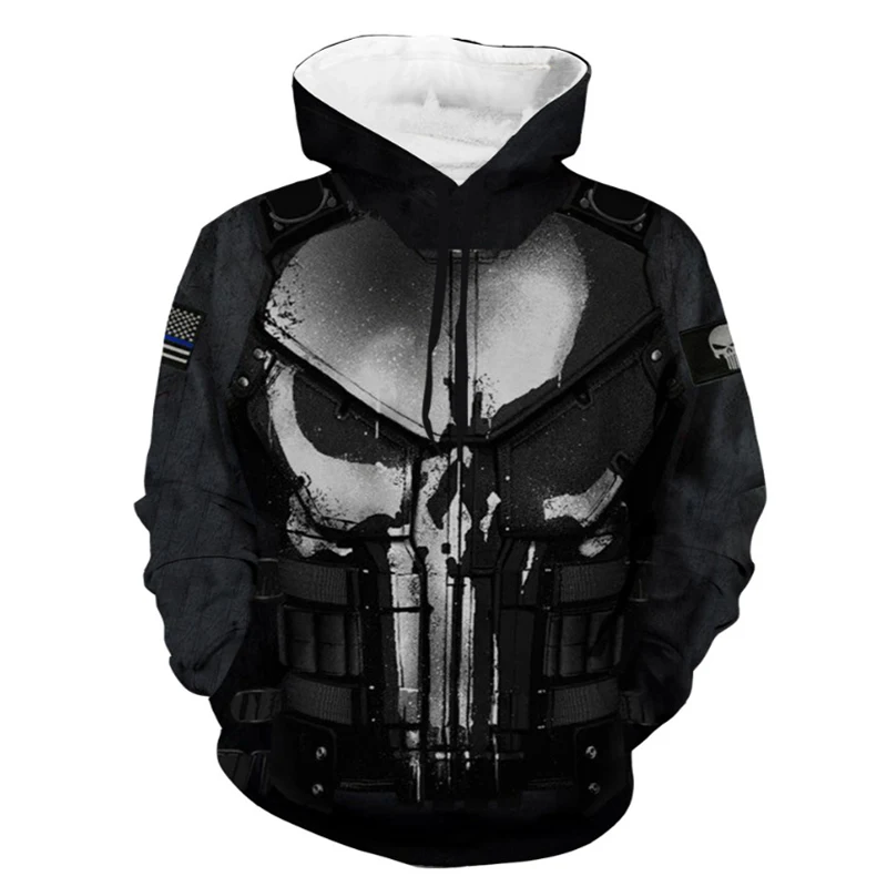 2020 Nov Modni Punisher 3D Tiskanih Hoodies Moških Priložnostne Hooded Majica Hip Hop Male Ulične Puloverju Trendy Hoodie Vrhovi