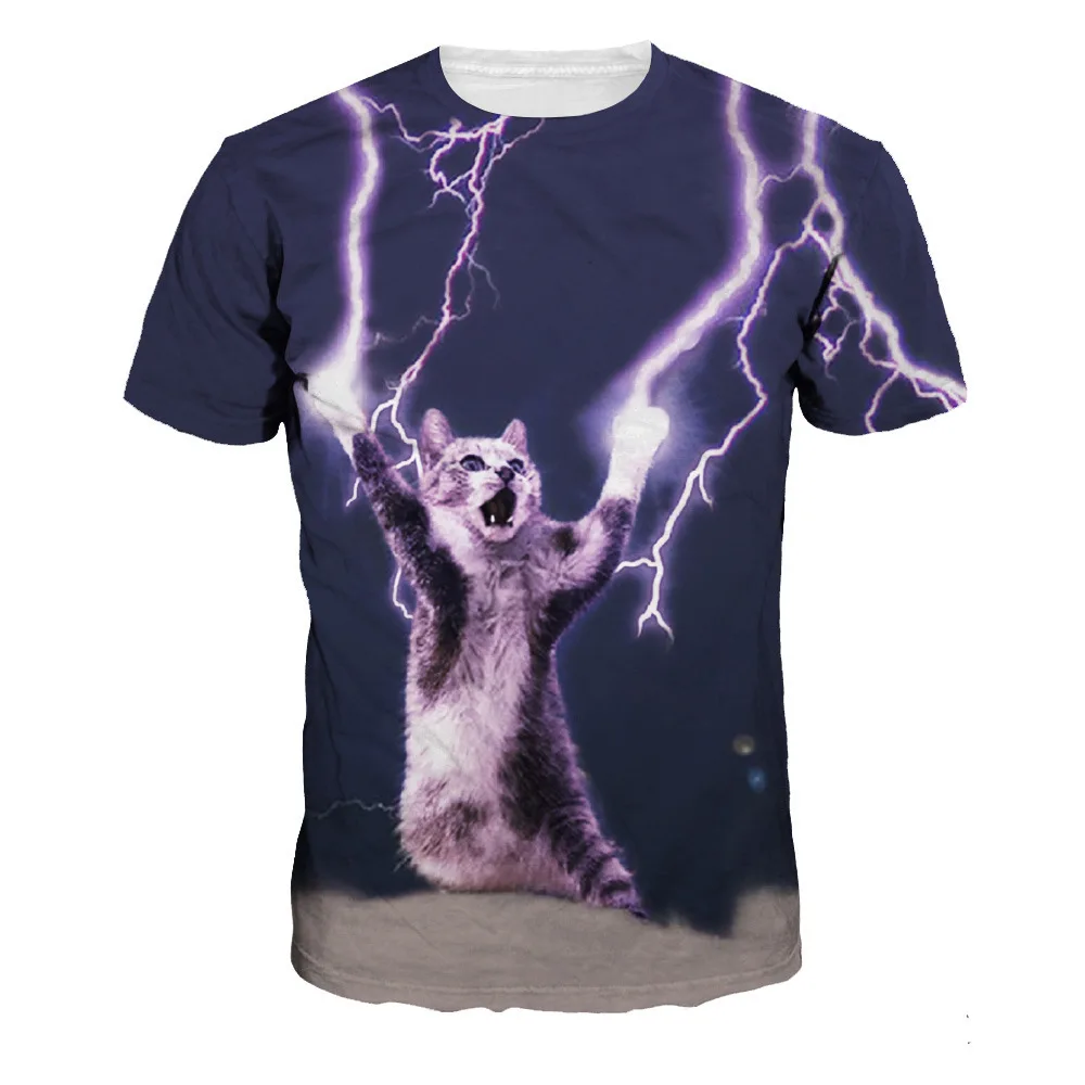 2020 Nova Moda Fant/Dekle Smešno Mačka T Shirt Tiskanje Živali 3d T-shirt Priložnostne Otroke, Risanka Otroci Tshirt Boj Mačka Tee Majice