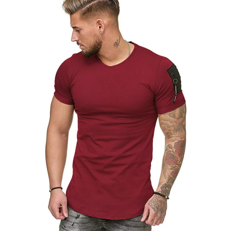 2020 Nova moška T-shirt Moda Slim O-Vratu Čiste Barve, Bombaž Priložnostne Vrh Kratek Rokav Standard Evropski Velikost S-5XL