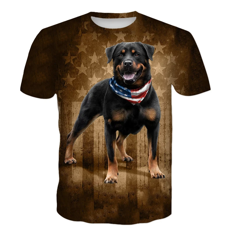 2020 Nova Zasnova Mens T Shirt Ljubek Pes Rottweiler 3D Tiskanja Smešno T-shirt Eleganten Casual Kratek Rokav Tee Moški zgornji deli oblačil