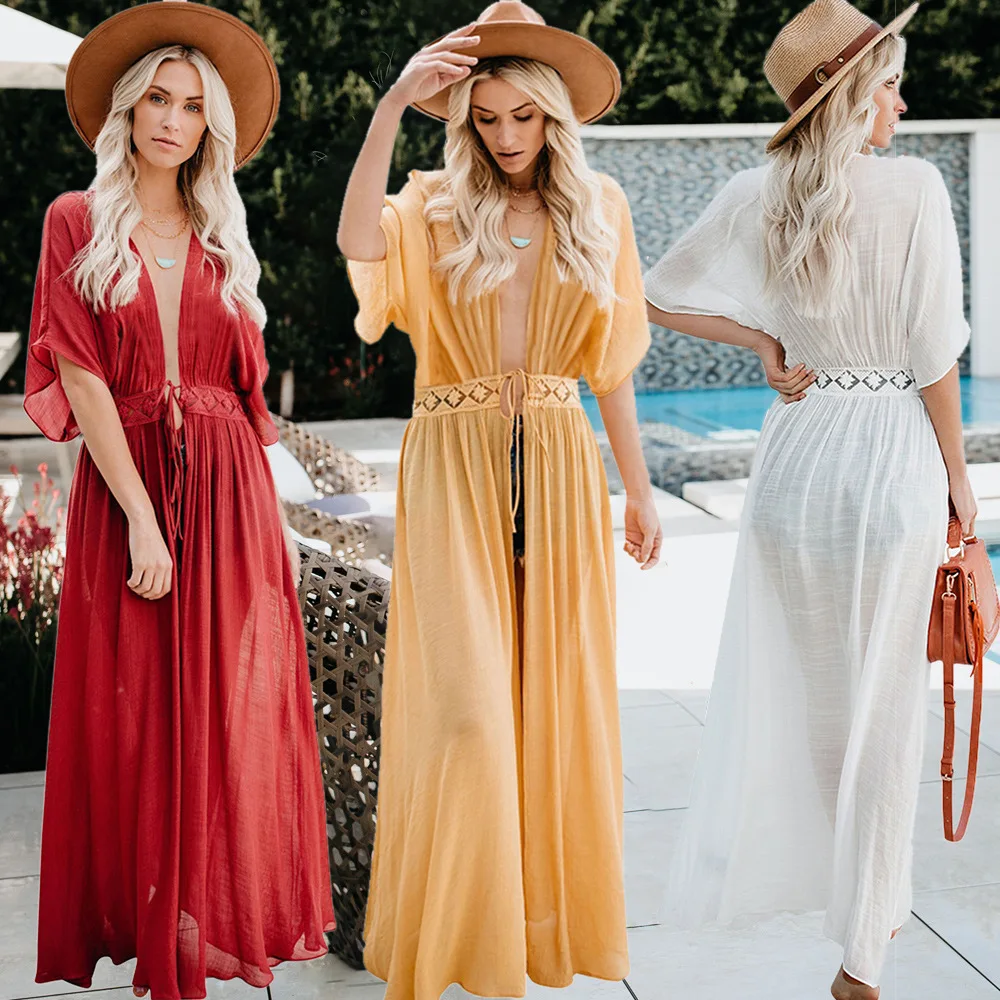 2020 Nove Evropske in Ameriške Ženske Čipke Jopico Kopalne Obleke prikriti Poletje Plaža Obleko