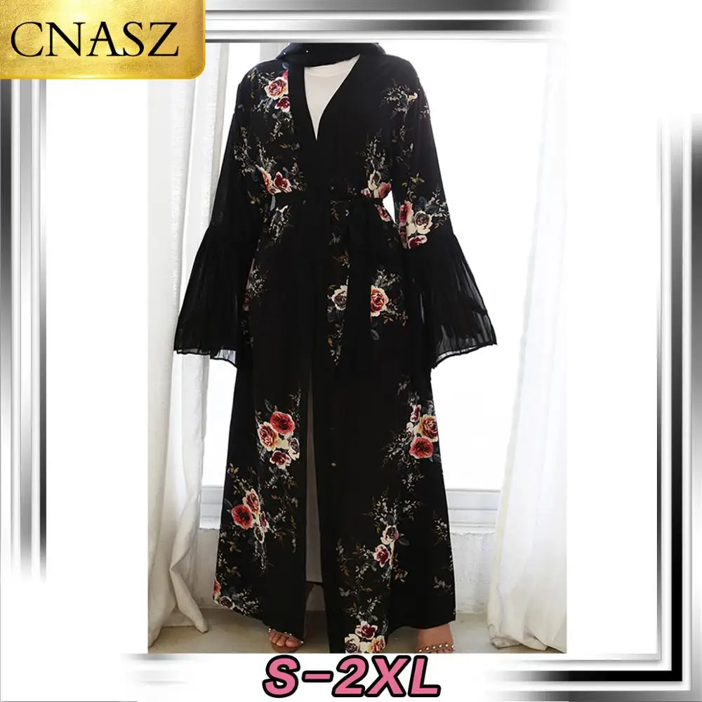 2020 Nove Muslimanske Abaya Lep Cvetlični Natisnjeni Ženske Oblačila Model Najnovejše Modele Abaya Dubaj Bližnjem Vzhodu Slog Kimono