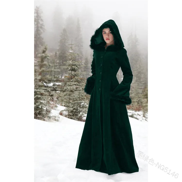 2020 Nove Renesanse Srednjeveški Kostum Ženska Pozimi Dolg Plašč Dress vintage Hooded jarek plašč Dolgo Obleko, Plašč, Cosplay plus velikost
