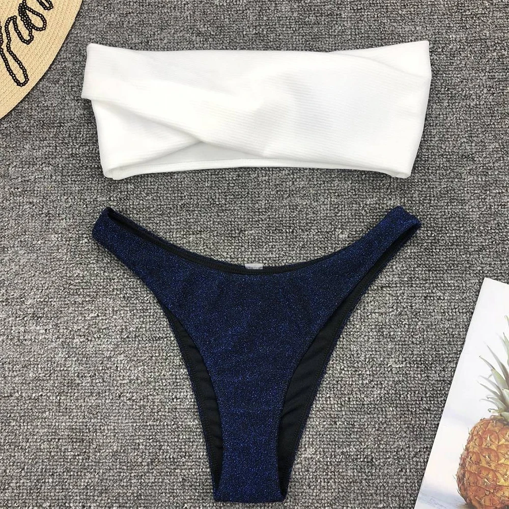 2020 Nove Seksi Bikini Kopalke Ženske Kopalke Off Ramenski Bikini Komplet Flash Nizko Pasu Kopalke Poletje Plažo, Plavanje Obleko