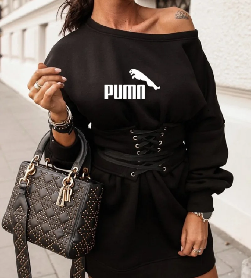 2020 nove seksi ženska mini obleka jeseni, pozimi moda priložnostne o vratu visoko pasu dolg rokav čipke črno bel pulover obleke
