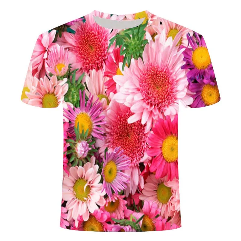 2020 nove T-shirt 3D krog vratu, ohlapno T-shirt 3D tiskanje moških in žensk kratka sleeved 3DT cvetje priložnostne vrh
